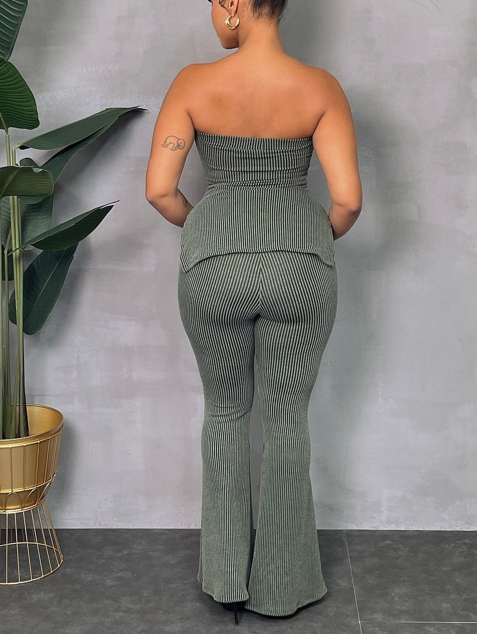 Ribbed Tube Pants Set (PLUS)