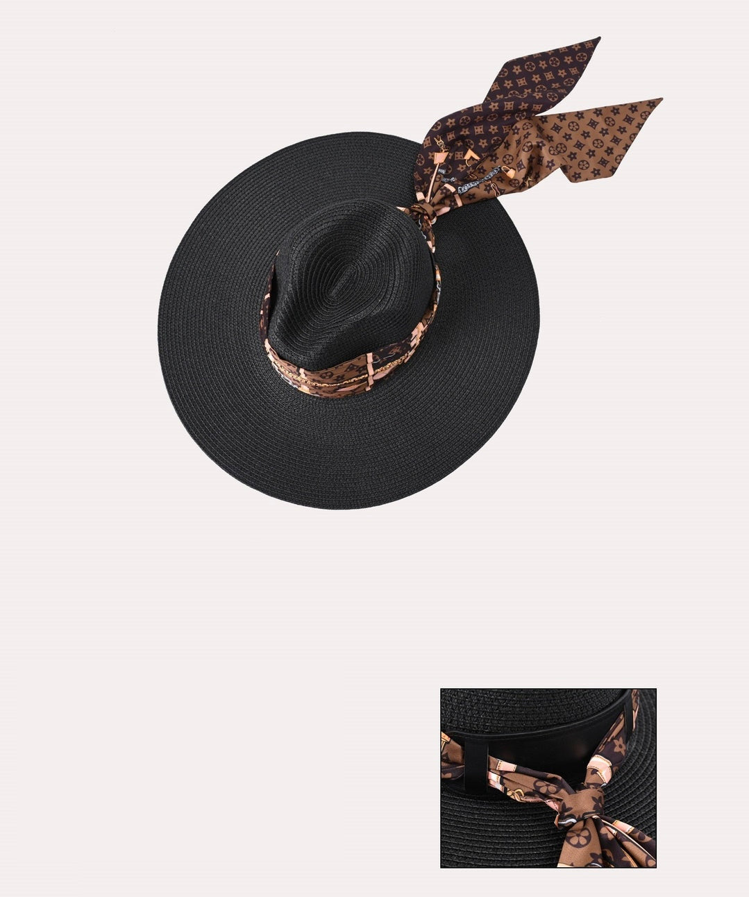 Fashion Hat w/ Brown Scarf