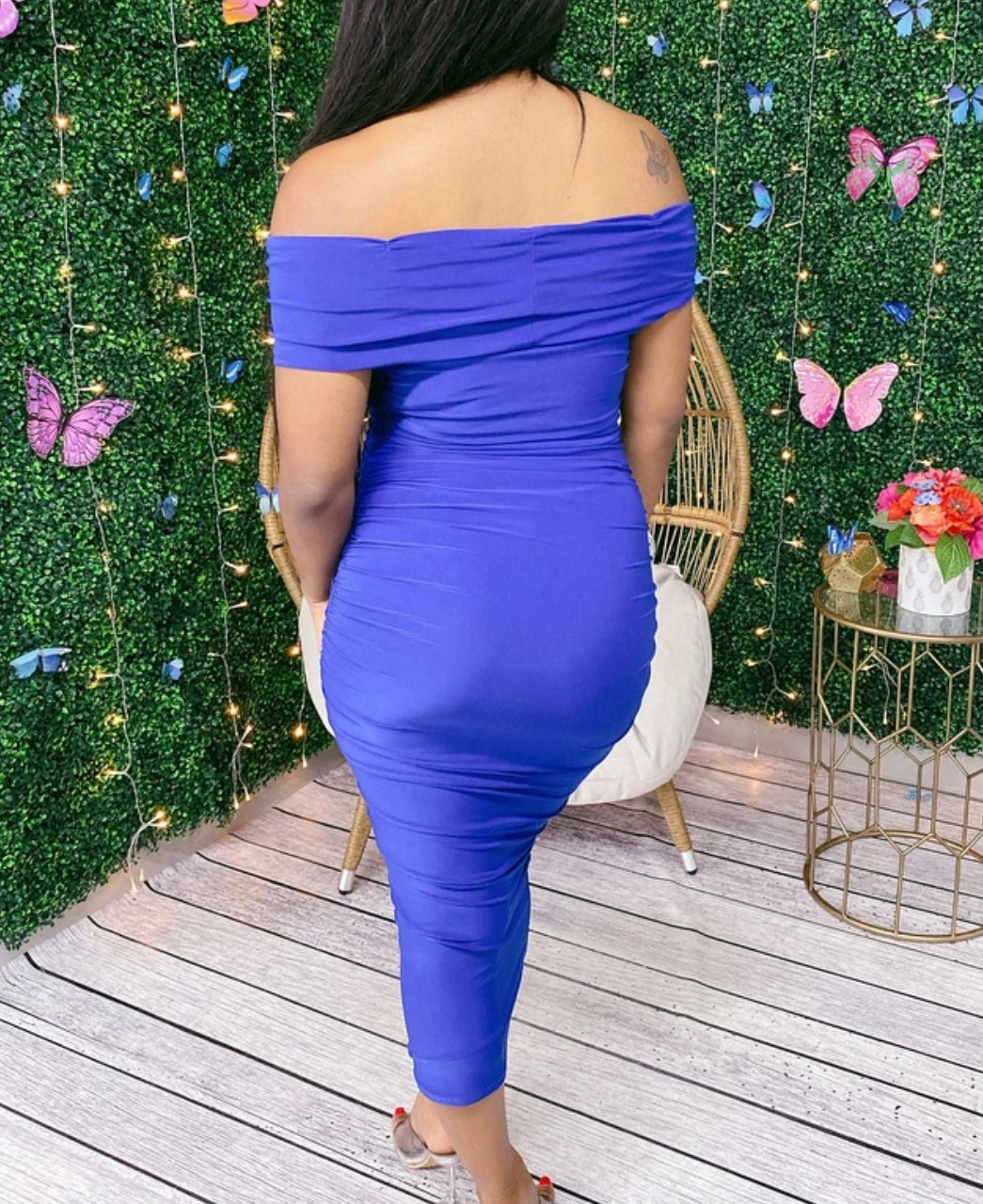 Off Shoulder Backless Fitted Dress