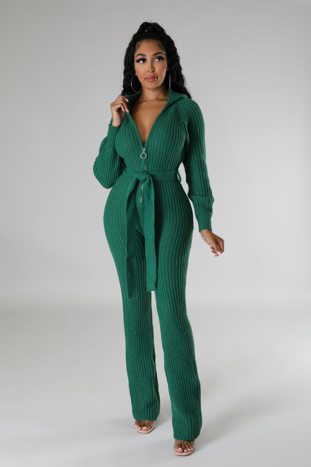 Knit Hooded Jumpsuit