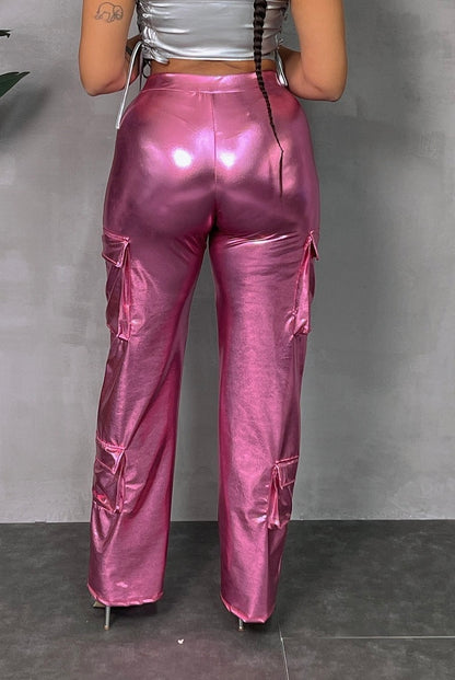 Metallic Cargo Pants