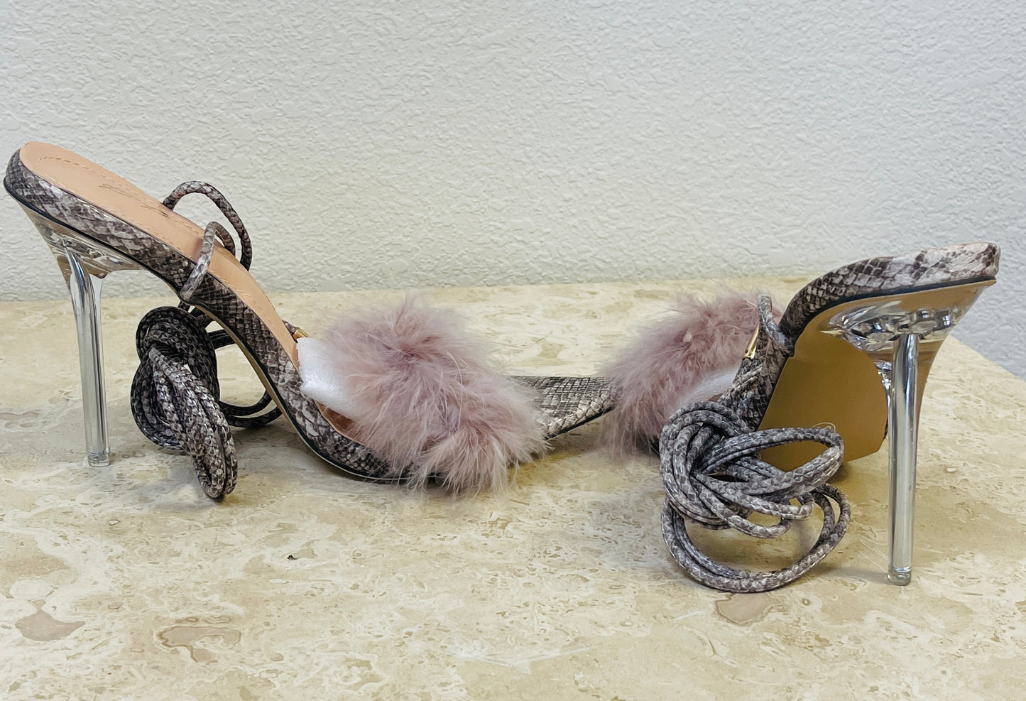 Fur Ankle/Leg Strap Heels