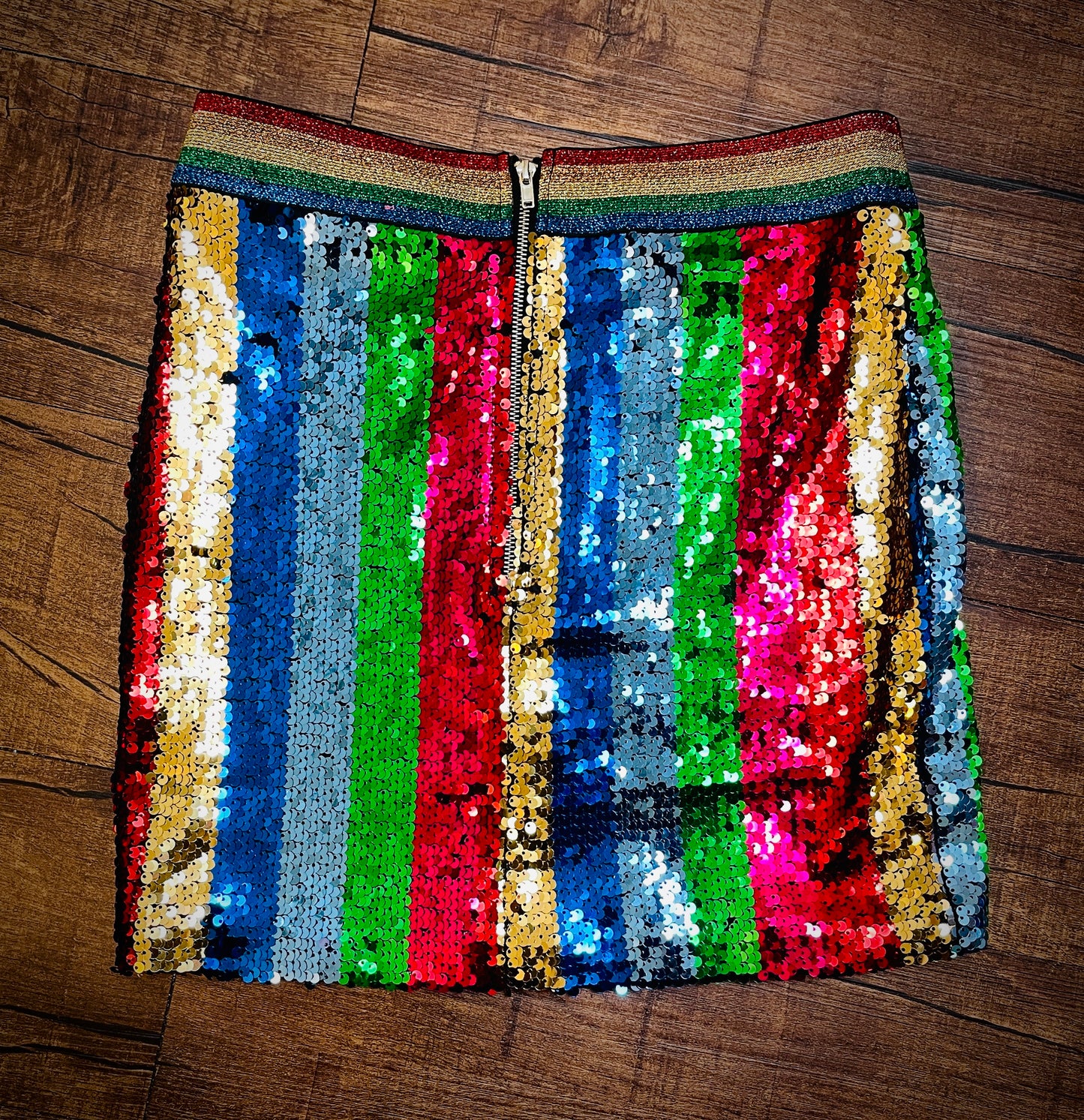 Multi-Colored Glitter Mini Skirt