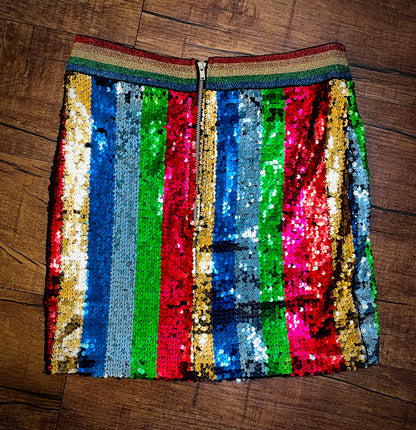 Multi-Colored Glitter Mini Skirt