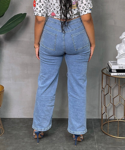 Multi Pocket Ripped Denim Jeans