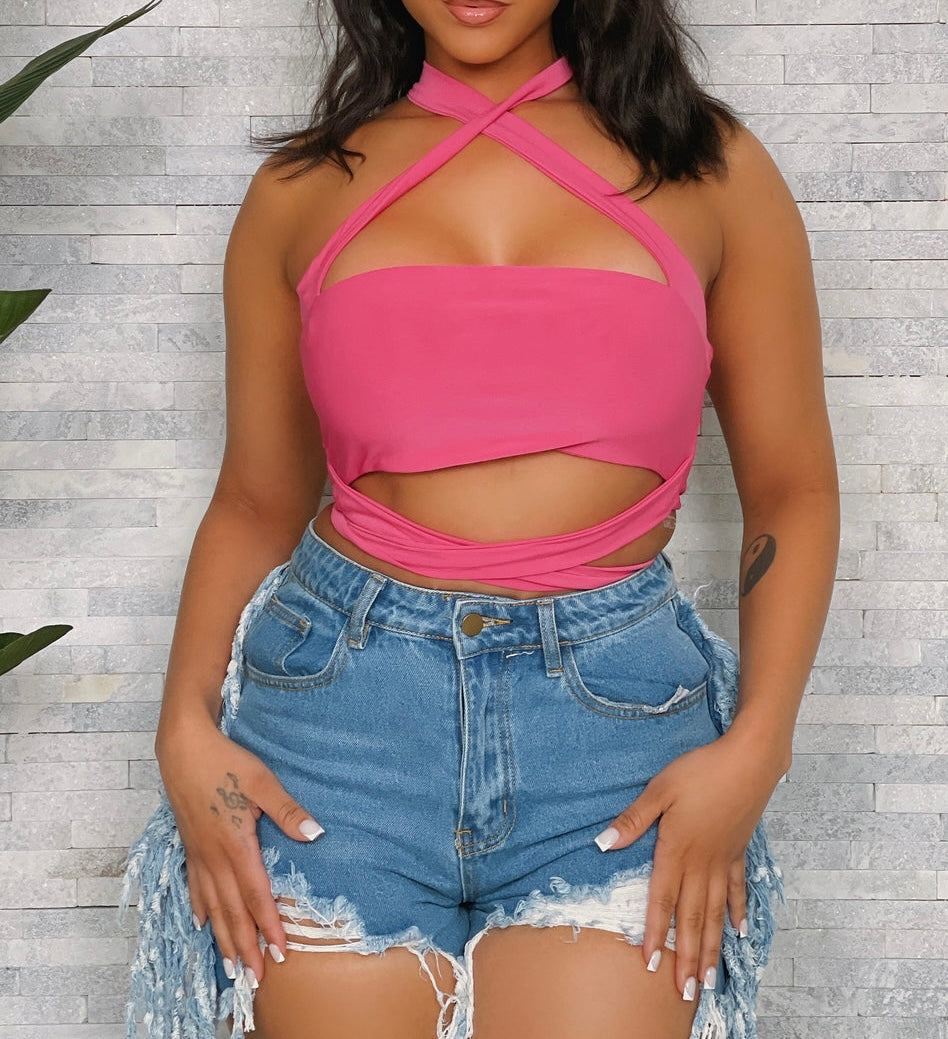 Sleeveless Tie Crop Top