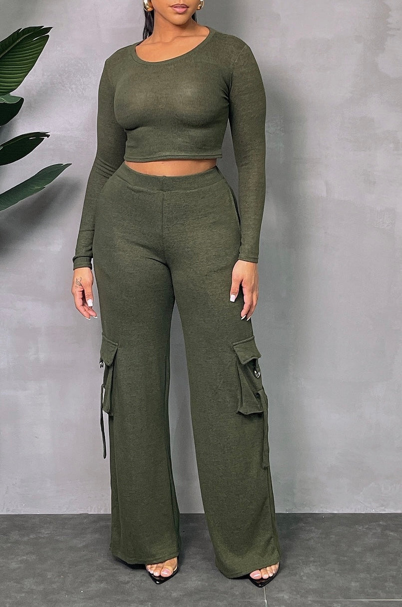 Crop Top & Cargo Pants Set