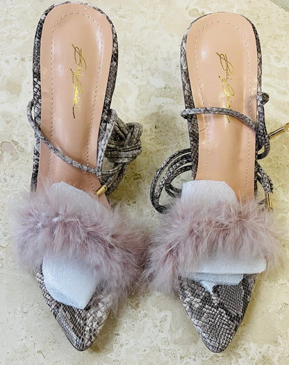 Fur Ankle/Leg Strap Heels