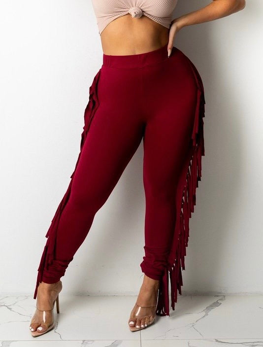 Fringe Leg Fitted Pants